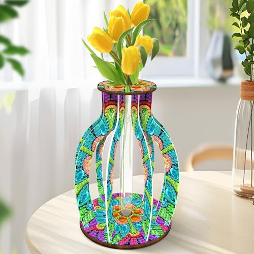 ILYUFO Diamond Art Kits for Adults, DIY Vase Diamond Art, Diamond Painting Kit, Ideal Desktop Ornaments & Thoughtful Female Gifts (Psychedelic) - color: Psychedelic