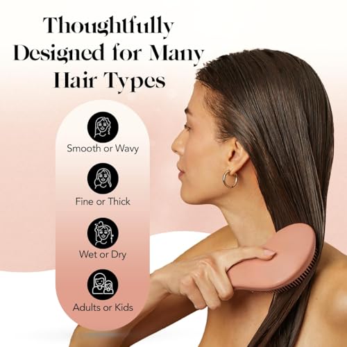 Kitsch Detangler Brush – Gentle Curly Hair Brush with Flexible Bristles for All Hair Types - Wet or Dry | Detangling Hair Brushes for Women & Men, Hairbrush for Adults & Kids - Terracotta - color: Terracotta