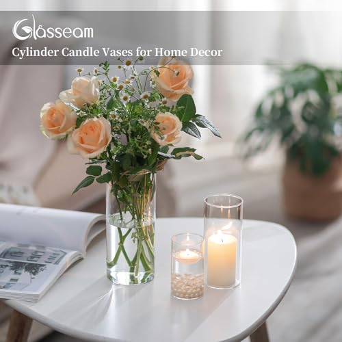 Cylinder Glass Vase Set of 30, Cylinder Vases for Centerpieces Bulk, Modern Clear Hurricane Candle Holders for Pillar Candles, Wedding Flower Vases for Floating Candle Table Decorations - size: S+M+L