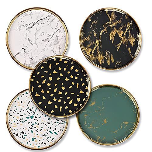 Makeup Perfume Organizer Round Bathroom Vanity Tray Decorative Dresser Tray Countertop Organizer Tray for Cosmetics,Green - color: Green, size: 8.6"