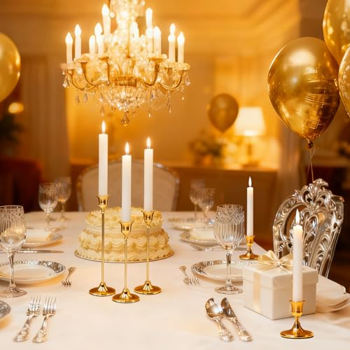 Candlestick Holders Taper Candle Holders, Gold Vintage Candle Stick Candle Holder for Pillar Candles Table Centerpiece, Wedding Reception, Festive Christmas Mantel Decor or Home Decor - color: Gold, size: 4PCS