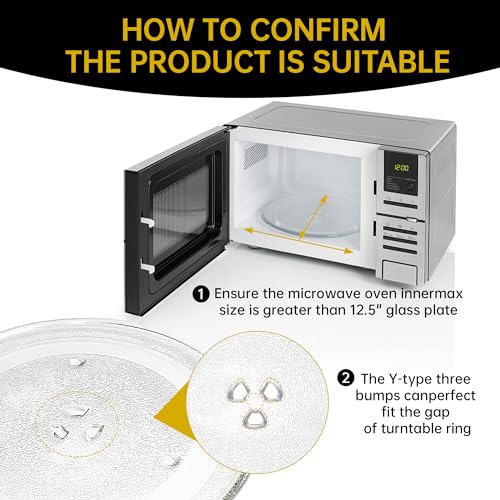 12.5" Microwave Glass Turntable Plate, 12.5" / 31.8cm Microwave Tray Replacement Glass Plate, Glass Tray Replacement for LG, GE, Samsung，Magic Chef, Hotpoint, Panasonic, Kenmore, etc - size: 12.5"