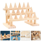 ABOOFAN Wooden Ring Display Stand Cone Shape Organizer for Jewelry Store and Home Use 8.46X5.90X5.70In Space Saving Ring Holder Rack