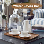 16 Inch Acacia Wood Serving Tray, Rectangular Wooden Decorative Tray for Food, Appetizers, Snacks, Desserts, Coffee Table, Bathroom, Entryway, Vanity, Home Decor Organizer - size: 16 Inch
