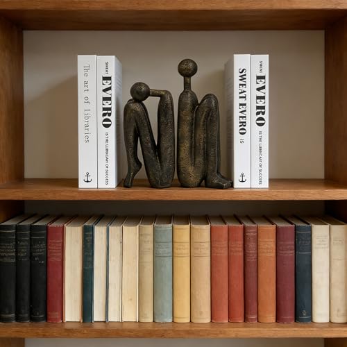 Thinker Decorative Bookends for Shelves, 1 Pair Heavy-Duty Book Ends Holder, Resin Book Stopper for Office Home Living Room Decor - color: Thinker-a