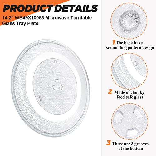 14 1/8" Microwave Turntable Glass Tray by Beaquicy - 14 1/8 INCH Microwave Plate Replacement for GE Microwave - Replaces DE74-20002B WB49X10063 DE74-20002A DE74-20002D WB39X10038 WB49X10096 - size: 14.2"