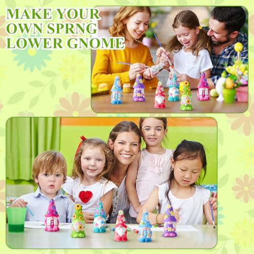 Arrowbash 6 Pcs Summer Ceramics to Draw Ready to Paint Your Own Gnome Statues 5.12 Beach Theme Paintable Figurines DIY White Ceramics Plaster Crafts Kit with Brush Palette - style: Spring