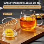 DOPUDO Large Glass Tea Cup, 25.6 oz Borosilicate Glass Tea Mug with Infuser and Lid, Clear Tea Cups for Brewing Scented Tea and Tea Bag. - size: 25.6OZ