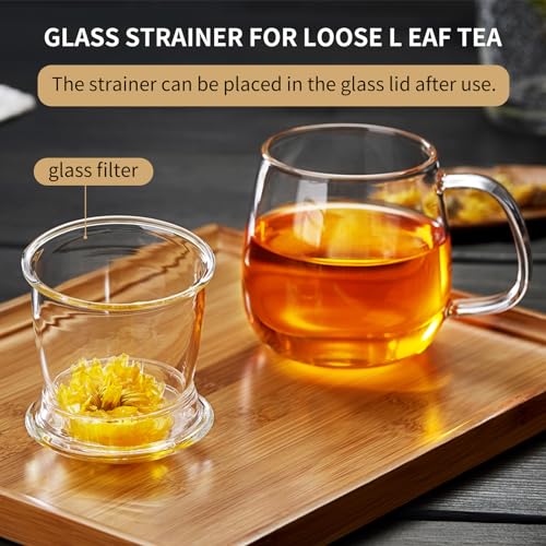 DOPUDO Large Glass Tea Cup, 25.6 oz Borosilicate Glass Tea Mug with Infuser and Lid, Clear Tea Cups for Brewing Scented Tea and Tea Bag. - size: 25.6OZ