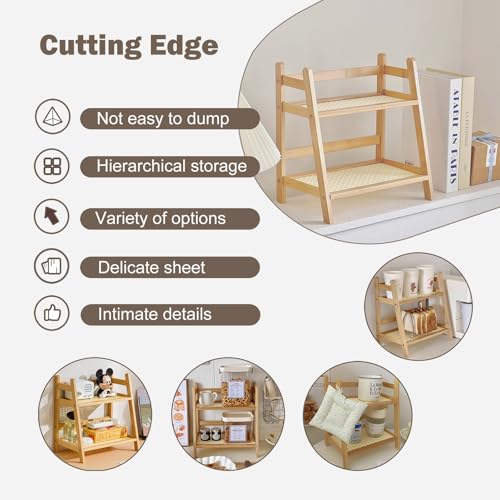 Risers Display Stands ,Tiered Tray Stand Wooden Perfume Organizer Cologne Display Shelf 2 Tier Small Fragrance Stand Skincare, Spice Shelf Matcha Station