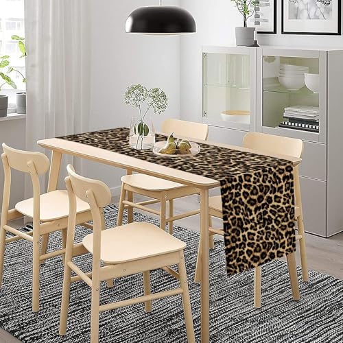 Brown Leopard Print Table Runner,Cheetah Animal Tiger Skin Pattern Art Kitchen Dining Table Decoration for Home Party Decor Table Runners 13x36in - color: Brown, size: 13x36in