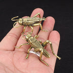 Brass Cricket Figurine Brass Statue, Lucky Cricket Fengshui, Wealth Sculpture Animal Craft Collectible Figure Ornament for Home Desktop Office, Golden - color: 2 Cricket Statue