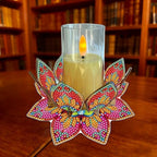 DIY Diamond Art Painting Candlestick Holders 5.71in Mandala Flower Shape Desk Candle Tray Tabletop Ornaments for Wedding Ramadan Party Home Table Centerpiece-Mandala06 - color: Mandala06