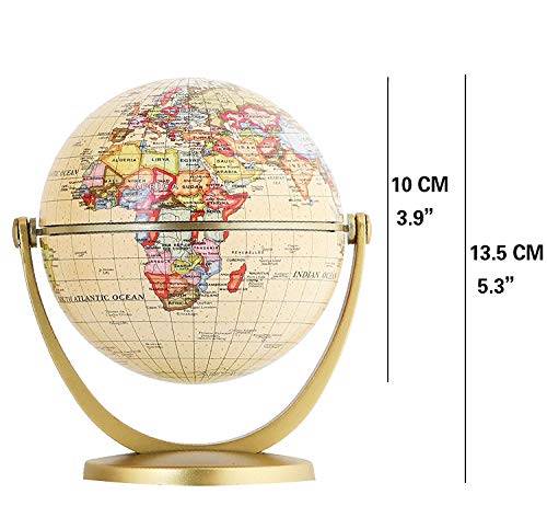 Annova Mini Antique Globe 4-inch / 10 cm - Swivels in All Directions Educational, Decorative, Unique, Small World, Desktop, Vintage (Mini Globe 4") - color: Brown Mini 4 inch