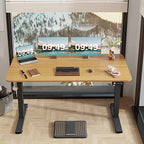 Furmax Electric Height Adjustable Standing Desk Large 55 x 24 Inches Sit Stand Up Desk Home Office Computer Desk Memory Preset with T-Shaped Metal Bracket, Maple - color: Maple, size: 55 Inch