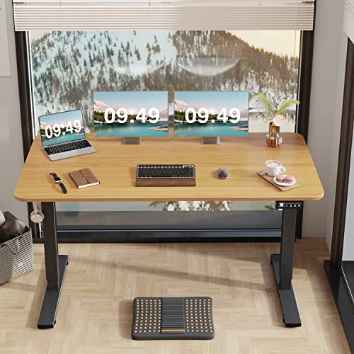 Furmax Electric Height Adjustable Standing Desk Large 55 x 24 Inches Sit Stand Up Desk Home Office Computer Desk Memory Preset with T-Shaped Metal Bracket, Maple - color: Maple, size: 55 Inch