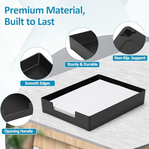 Letter Size A4 Papers Tray Desk Drawer Organizer Tray A4 Plastic Letter Paper Stationery Desk Accessories, Black Holder File Organization for Office, School, Home Storage (2 Pack) - color: Black-2 Pcs