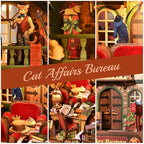 TOYQI Book Nook Kit, DIY Miniature Dollhouse Kit for Adults and Teens, Booknook Tiny House Kit Bookshelf Decoration 3D Wooden Puzzle Bookend - style: Cat Affairs Bureau