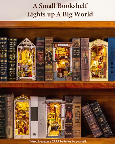 Rolife Book Nook Kit Sakura Wine Alley, 3D Wooden Puzzle Booknook for Bookshelf Decor, Japanese-Inspired Sakura Theme Creative DIY Miniature Dollhouse Kit, Crafts Gifts for Adults, Teens & Book Lovers