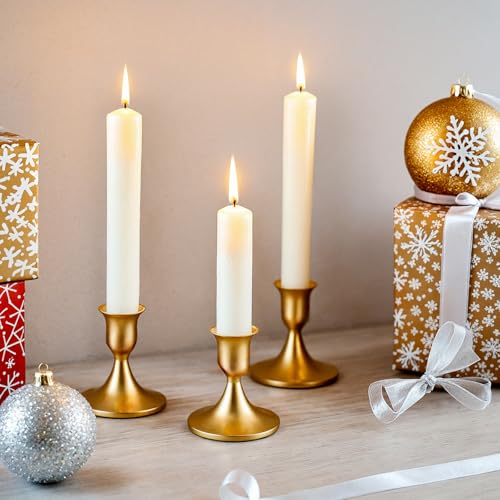 6 Pieces Gold Taper Candle Holders, Brass Candlestick Holders Vintage Metal for Table Centerpieces Wedding Christmas Decor