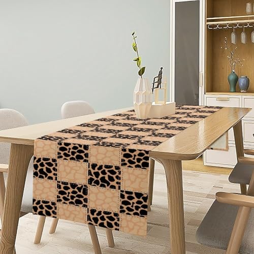 Animal Pattern Splicing Table Runner Natural Wild Artistic Sense Tablerunner for Kitchen Cafe Dining End Table Sofa Holiday Wedding Home Decor 13x36in - color: Fur-1, size: 13x36in
