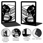 Nonskid Thickening Iron Metal Bookends for Shelves, Cute Peeping Cats Book Shelf Book Ends Decorative for Library School Office Home Study Desk Organizer Decorative Books - style: Cat