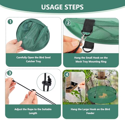 2Pcs Bird Seed Catcher Tray for Hanging Bird Feeder Platform, 4" Deep Birdseed Hoop for Hummingbird Feeders Bee Feeder Outdoor Garden Accessories (Green, 30inch) - size: 30inch