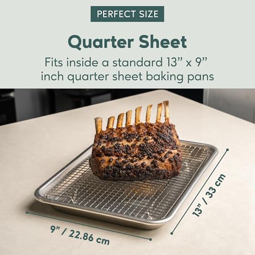 Ultra Cuisine Stainless Steel 8.5 x 12-inch Cooling and Baking Rack - Oven-Safe - Dishwasher-Safe - Heavy Duty - Tight Wire Bake for Oven Cooking - Quarter Sheet Pan - Ideal as Roasting Rack - size: 8.5" x 12.0" 1-Pack
