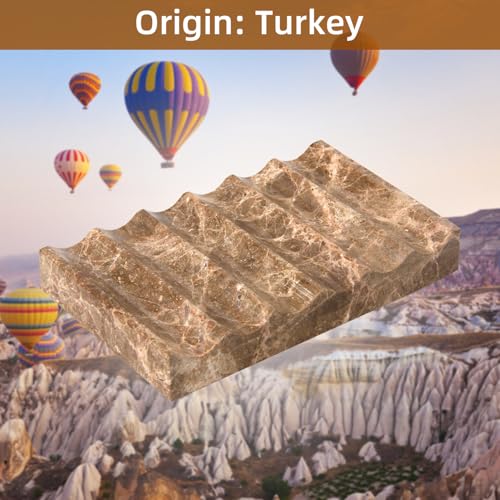 Luxury Marble Soap Dish Tray,Rectangle Stone Marble Soap Tray,Self Draining Soap Holder for Bathroom, Kitchen (Light Brown) - color: Light Brown