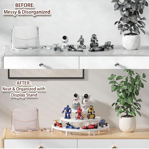 3 Tier Risers Display Stand,Wooden Cupcake Holder Stand,Rustic Cologne and Perfume Organizer for Women,Dessert Table Display Set for Party (White) - color: White
