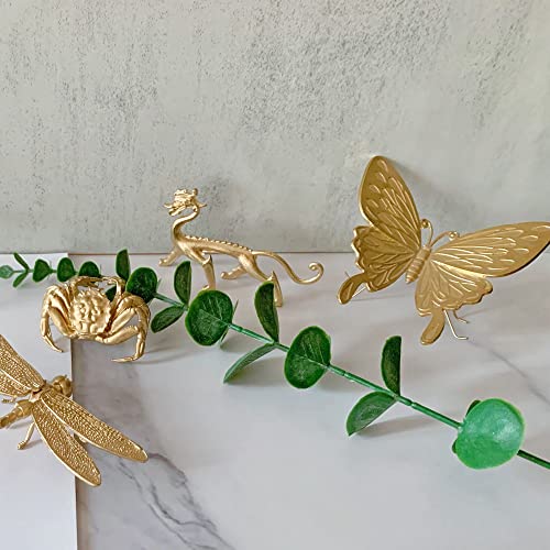 Gold Walking Dragon Sculpture Solid Metal Animal Ornament Mini Animal Figurine for Home Office Garden Desktop Decor - style: Walking Dragon