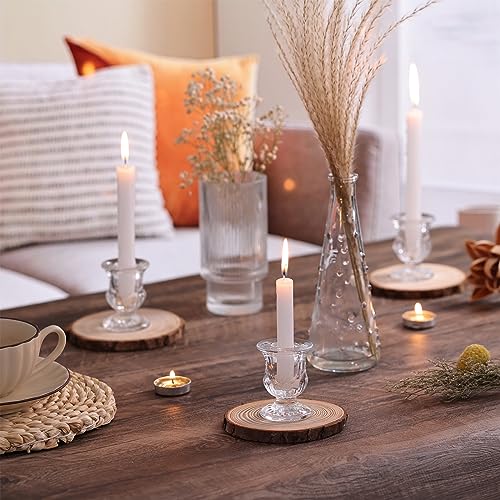 Letine Candlestick Holders Set of 12-2.5" H Taper Candle Holders Bulk - Clear Glass Candle Holder for Rustic Wedding Centerpiece Table Decorations, Valentine's Day & Thanksgiving Decorations Indoor - color: Clear