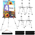 4 Pack Art Painting Artist Easel Stand Adjustable Portable Aluminum Metal Tripod Display Easel with 4 Bag Height from 20-66 Inches Tabletop Art Easel for Table-Top/Floor Drawing and Displaying,Silver