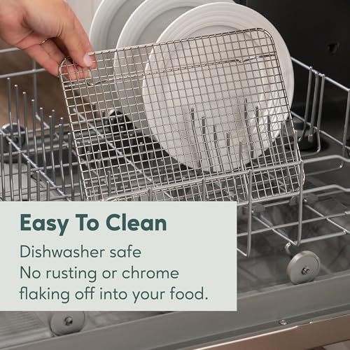 Ultra Cuisine Oven-Safe, Dishwasher-Safe 100% Stainless Steel Cooling & Baking Rack Set - Jelly Roll Sheet Pan Size - Heavy Duty - 10 x 14.7" - Set of 2 - Wire Cooling Racks for Baking & Cooking - size: 10.0" x 14.75" 2-Pack