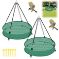 Lettry 2Pcs Bird Seed Catcher Tray with 8pcs Plastic Stakes for Hanging Bird Feeder Platform, Birdseed Hoop for Outdoor Garden Hanging Tray (Green, 16inch) - size: 16inch