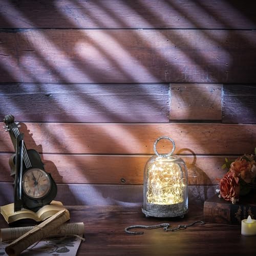 7.5" High Versatile Modern Metal Hurricane Lantern with Handmade Sturdy Glass Dome in Shabby Black for 2" Pillar Candle & Plants, Industrial, Farmhouse (Black Shabby, 4" x7.5 for 2" Pillar) - color: Black Shabby, size: 4"x7.5"