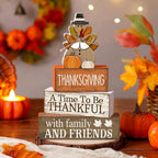 Lineshading 4 Pcs Thanksgiving Decoration for Home Wooden Turkey Decor Thanksgiving Table Centerpiece Fall Tiered Tray Decor Rustic Decorative Turkey Block Signs Gift for Home Kitchen Shelf - style: Elegant Turkey
