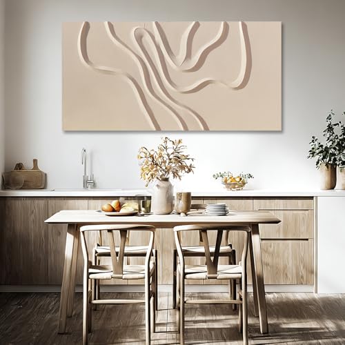 Hue7Art Abstract Beige Canvas Wall Art Modern Minimalist Geometric Hand Painting Artwork for Living Room Bedroom Office Neutral Wall Decor 24x48 Inch - color: Beige, size: 48"L x 24"W