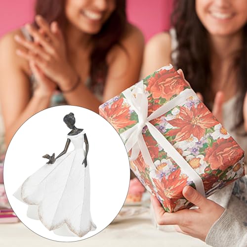 Guichifun Fairy Statue Collection Home Decoration - White Leaf Angel Girls Resin Living Room Bookshelf Decor Garden Outdoor Bathroom Decorations Figurines Gift 5.5 x 3.25 x 8 Inch - color: White-bird, size: Small