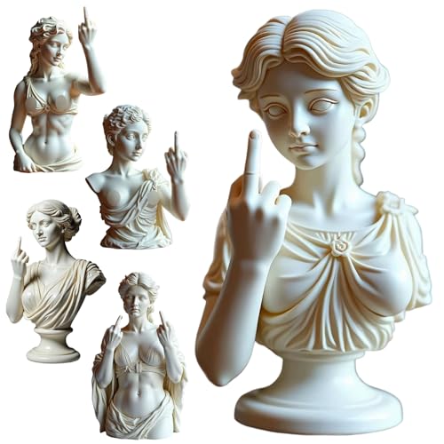 Funny Middle Finger Venus Statue – Bold Greek Goddess Aphrodite Resin Figurine, Roman-Style Venus Bust Sculpture with Attitude, Unique Home & Office Shelf Decor, Rebellious Gift for Women & Men - color: Style B 1pcs