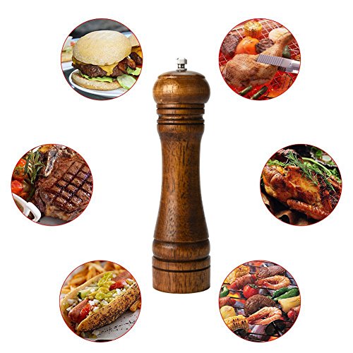 Wooden Pepper Mill Pepper Grinder Kit Manual mills Solid With Strong Adjustable Ceramic Grinders Set 8 Inches - color: B Retro colour Pepper Mill