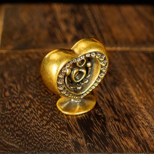 CHOVY Heart-Blossoming Love Token Retro Solid 100% Brass Handcrafted Large Heart Encrusted with Roses Perfect for Couples Celebrations Anniversaries Home Decor Desk Ornaments Collectible - style: HeartBloom