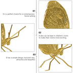 Golden Butterfly Metal Ornament, Solid Metal 3D Insect Desk Figurine Mini Desktop Ornament for Home, Office, Garden