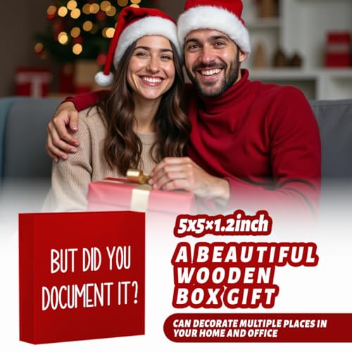 But Did You Document It Wooden Box Sign The Office Gifts Boss Day Gifts for Him Funny Office Boss Gifts for Women Coworkers Decorations for Home Office Desk 5 x 5 Inches (Red) - color: Red, size: 5 x 5 inches
