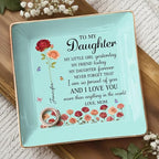 To My Daughter Jewelry Dish, Custom Jewelry Tray for Mothers Day, Daughter Gifts from Mom, Ceramic Ring Dish with Birth Month Flower, 1st Mother's Day Birthday Gifts for Daughters - color: Style 5
