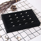 Pangkeep Ring Holder Display Tray Jewelry Organizer Stands for Selling Rings Earrings Show (Black) - color: Black