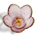 Purple Flower Jewelry Trinket Dish, Glass Ring Holder Tray, Small Trinket Bowl Gifts for Women - color: golden-edged purple