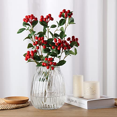 Clear Tall Vase,Large Clear Vases for Flowers,H-8.0" Simple Striped Design for Home Floor Decor,Farmhouse Decor, Centerpiece Coffee Table Decorations - color: Clear, size: H-8.0IN