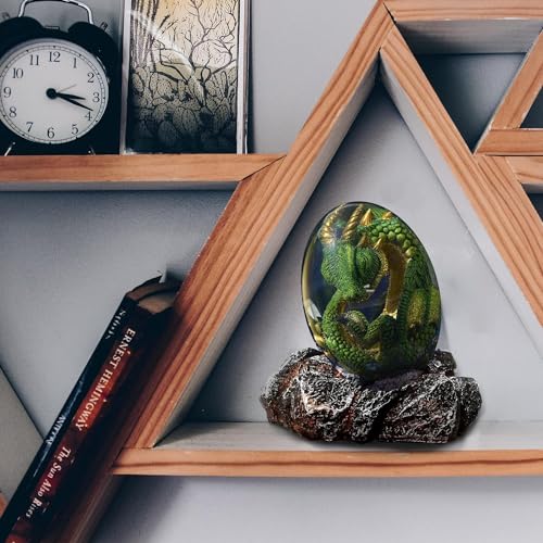 ACOCOFE Lava Dragon Egg, Crystal Dragon Egg with Luminous Base, Handmade Resin Ornaments - Gift for Christmas, Birthdays, Graduation, Holidays, Back to School (Green with Base) - color: Green With Base