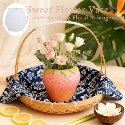1 Pc Strawberry Epoxy Resin Storage Box Silicone Mold 3D Fruit Candle Container Mold for DIY Craft Jewelry Trinket Home Decor Makeup Brush Holder Organizer Pen Holder Flower Planter Pot - color: Strawberry Resin Mold